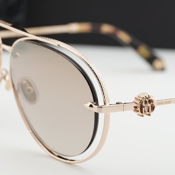 Roberto Cavalli SRC032M 300G Aviator Sunglasses - Gold/Brown main image 10